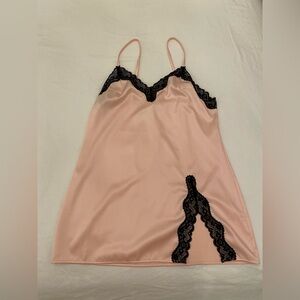 Victoria's Secret Tease Pink Chemise with Black Lace